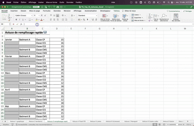 Astuce Excel pour remplir des lignes automatiquement