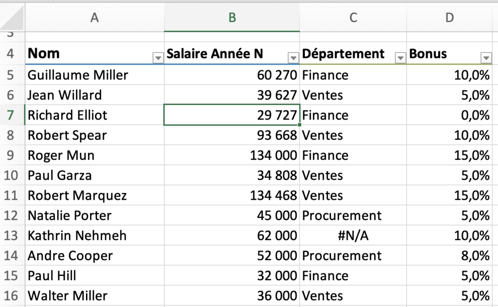 Astuce Excel : filtrer ses colonnes