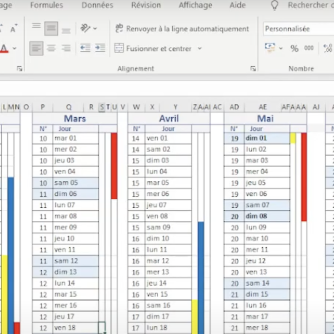 📌 Modèle de planning Excel de calcul d'heures de travail gratuit