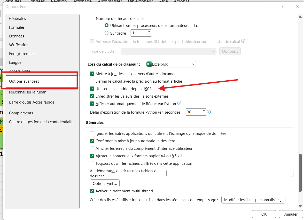 Activer l'horidatade spécial pour les heures négatives