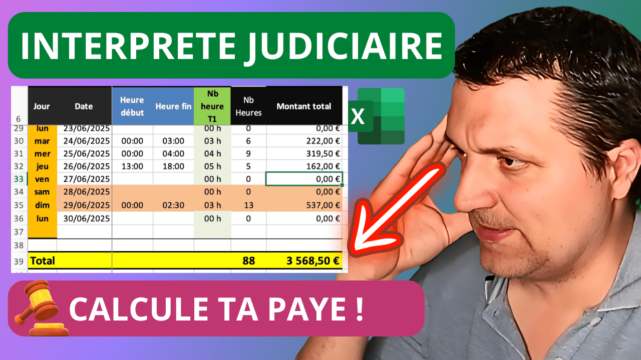 Calculer la paye d'un interprète judiciare grâce à Excel
