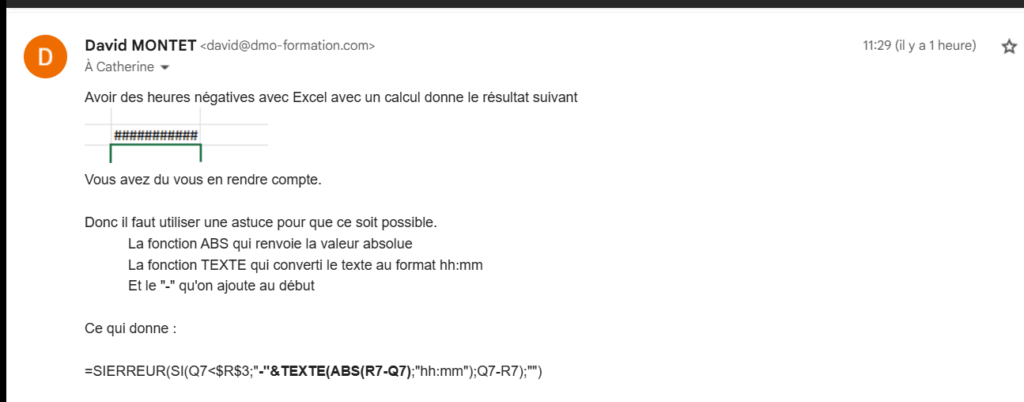 Problème des heures négatives dans Excel