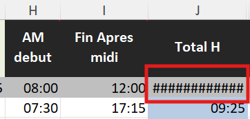 Problème pour avoir des heures négatives dans Excel