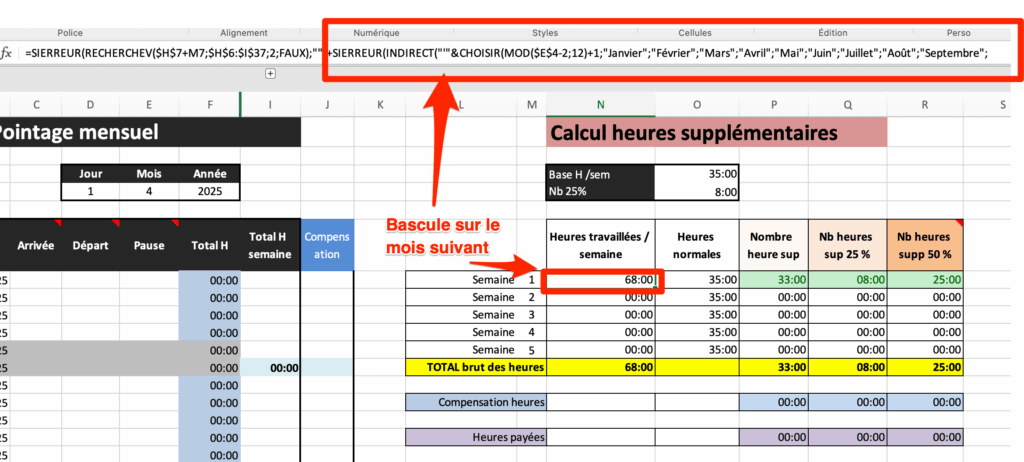 Bascule automatique sur le mois suivant