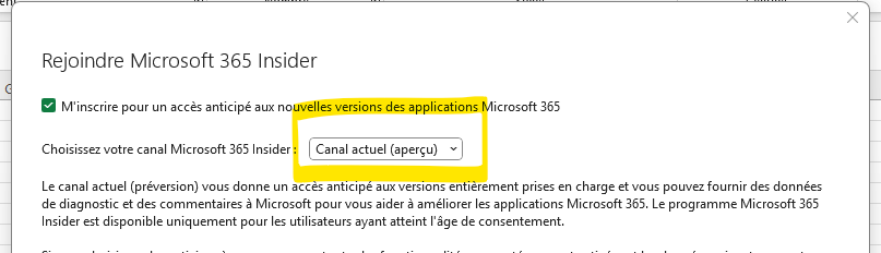 Choisir le canal Actuel